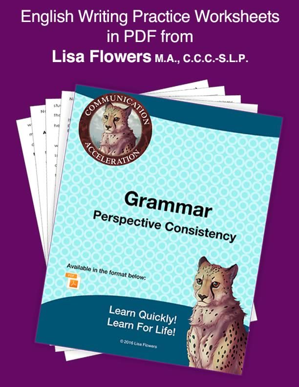 Grammar Worksheet Perspective Consistency Grammar by Speech Language Pathologist Lisa Flowers
