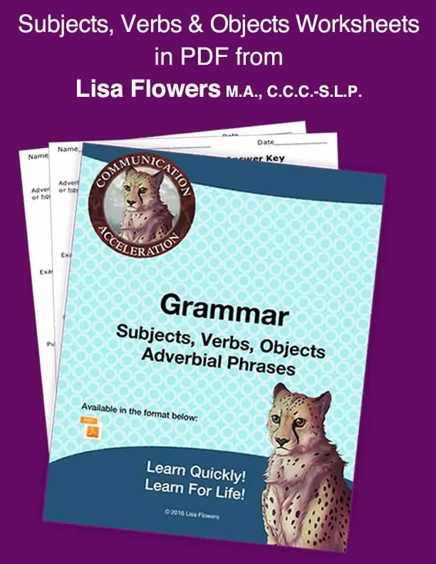 Grammar Worksheet Adverb by Speech Language Pathologist Lisa Flowers