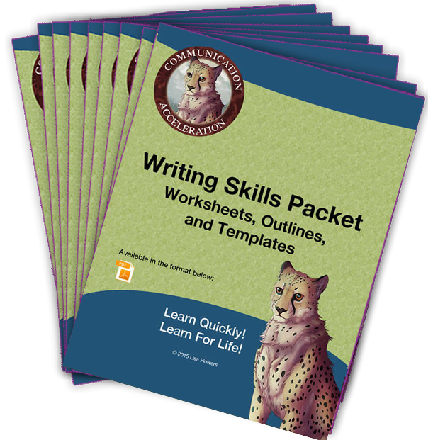 Writing Skills Worksheets Packet by Educator Lisa Flowers of Communication Acceleration