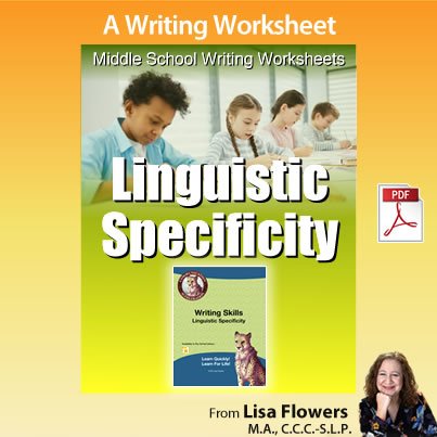 Middle School Writing Worksheets in PDF: Linguistic Specificity